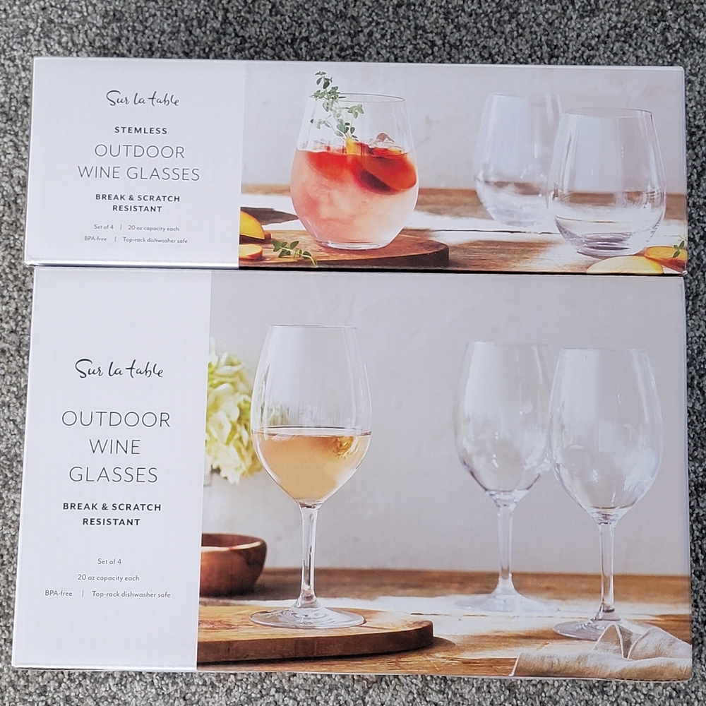 NWT! Sur La Table Stemless and Stemmed Wine Glass Set